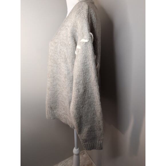 NWT Bibi XL neutral v neck color block oversized button cardigan sweater - Picture 2 of 8